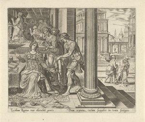 Esther Hears from Her Maids that Mordecai Wears Mourning Clothes (History of Esther series) by Philips Galle