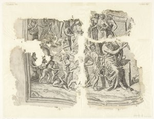 Lower Left Corner of a Print of the Scene of Cebes (Tabula Cebetis Carta Vitae)
