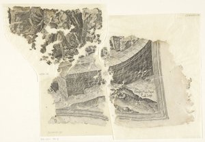 Lower Right Corner of a Print of the Scene of Cebes (Tabula Cebetis Carta Vitae)