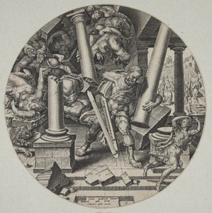 Samson Destroying the Temple of the Philistines by Philips Galle