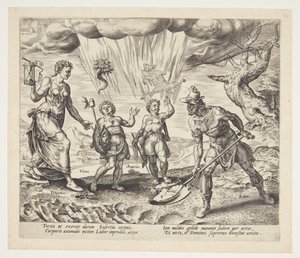 The Lord Endowing the Diligent Worker with Food and Clothing by Philips Galle