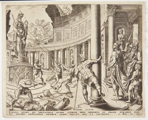 The Destruction of the Temple of Ashtoreth, Chemosh and Milcom by Philips Galle