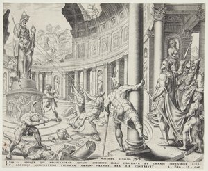 The Destruction of the Temple of Ashtoreth, Chemosh and Milcom by Philips Galle