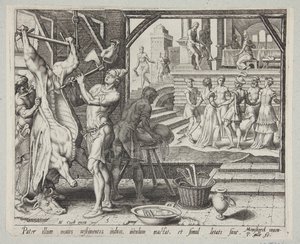 The Slaughter of the Fattened Calf by Philips Galle