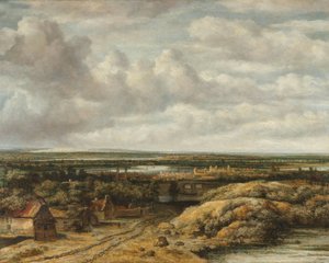 Distant View with Cottages along a Road