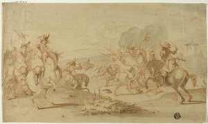 Cavalry in Battle by Philips Wouwerman