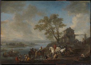 Horsepond on a River by Philips Wouwerman