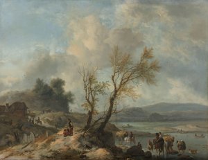 Landscape with Sandy Path beside a River by Philips Wouwerman