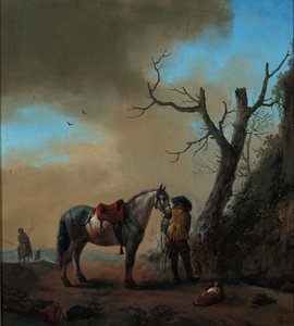 Landscape with a White Horse and Dismounted Rider