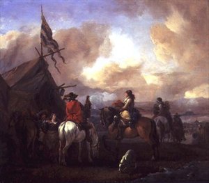 Cavalrymen in a Military Encampment