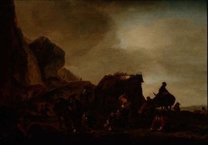 Travellers and Beggars by a Ruined Hut by Philips Wouwermans or Wouwerman
