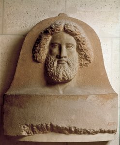 Head of man carved on a Phoenician sarcophagus (4th century BC)