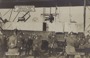 A Sailor in the Gondola of Zeppelin LZ III at the Tegel Firing Range, Berlin by Photographer German