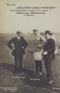 American aviator Orville Wright chatting to Crown Prince Wilhelm of Germany during a visit to Berlin by Photographer German