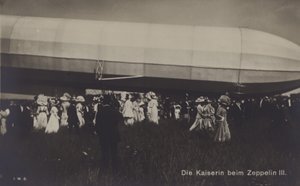 Empress Victoria Augusta of Germany with Zeppelin LZ III by Photographer German