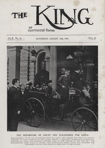 German Field Marshal Alfred von Waldersee setting off from Berlin to command the international expeditionary force against the Boxers in China, August 1900 by Photographer German