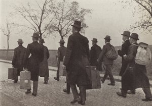 German railway workers expelled from the Ruhr for participating in the campaign of civil disobedience during the French occupation, August 1923 by Photographer German