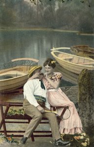 Girl Tweaking the Moustache of Corpulent Man by Photographer German