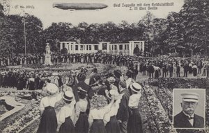 Graf Ferdinand von Zeppelin, and His Airship LZ III over Berlin by Photographer German