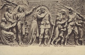 The farewell, relief on the Nationaldenkmal, monument commemorating the unification of Germany, Rudesheim am Rhein, Hesse by Photographer German