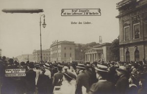 Zeppelin LZ III flying over Unter den Linden, Berlin by Photographer German