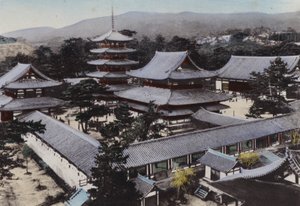 Japan, c.1912: Horyu-ji, the Oldest Buddhist Temple in Japan, Built About 1300 Years Ago, Yamato by Photographer Japanese