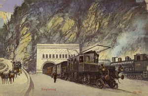 Train at the Entrance to the Simplon Tunnel