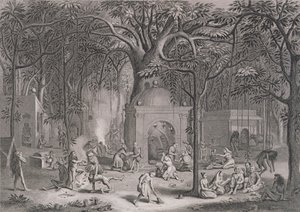 Hindu Fakirs Practising their Superstitious Rites, engraved by Bell, from World Religion by Picart