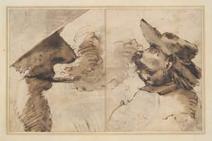 Caricatures of Two Male Heads by Pier Francesco Mola