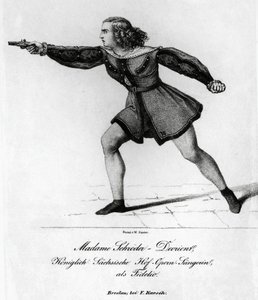 Portrait of Wilhelmine Schroder-Devrient, German soprano, in role of Leonora in Fidelio or Conjugal Love, by Ludwig van Beethoven by Blaise Nicolas Le Sueur