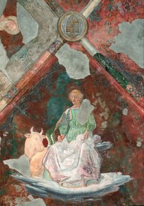Saint Luke. Detail of a fresco attributed to Piero della Francesca (1410/1420-1492). San Michele chapel. Basilica of Santa Maria Maggiore (Holy Mary Major), Rome. by Piero della Francesca