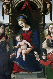 Virgin and Child on the throne surrounded by saints (detail) by Piero di Cosimo