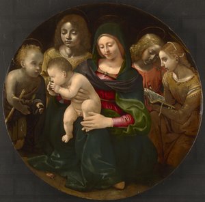 Virgin and Child with the Young Saint John the Baptist, Saint Cecilia, and Angels, c.1505 by Piero di Cosimo