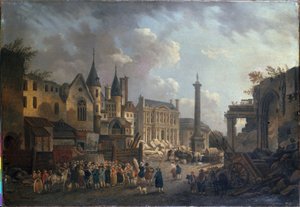 Fairground Show at an Imaginary Crossroads in Paris, ca. 1770 by Pierre Antoine Demachy