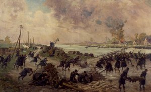 Belgian Troops in Combat on Yser, October 1914 by Pierre Ernest and Neymark Gustave Ballue