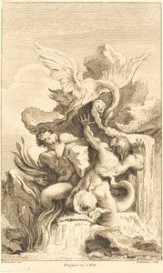 Two Tritons and a Swan, in or after 1736 by Pierre Alexandre Aveline