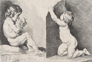 Two Nude Children Eating Grapes, from New Book of Children