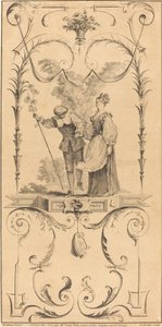 Shepherd and Shepherdess (?) by Pierre Alexandre Aveline after Antoine Watteau
