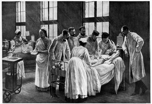 The Croup Cured by Doctor Roux, engraved by E. Buval (colour litho), Brouillet, Pierre Andre (after)
