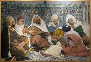 Exorcism: Arab musicians chasing jinn from the body of a child by Pierre Andre Brouillet