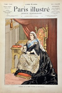 Portrait of Victoria I, Queen of England (1819-1901) by Andre Brouillet, Engraving of 1887 in 