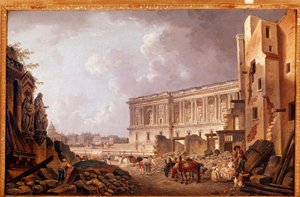 Fantastic view of the colonnade of the Louvre by Pierre Antoine Demachy