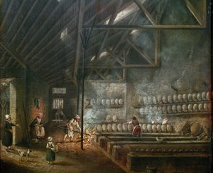Interior of a pottery workshop (or glass blower) (detail) by Pierre Antoine Demachy