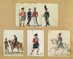 The uniforms of Scottish soldiers and Prussian, English, Hanoverian and Russian officers in 1814 by Pierre Antoine Lesueur