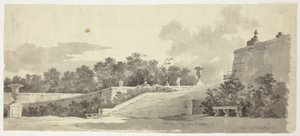 View of the Park at Versailles: Staircase, Urns and Topiaries