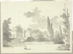 View of the Park at Versailles: Stairway to Terrace with Temple and Column