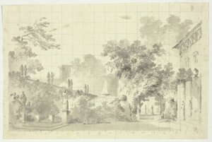 View of the Park at Versailles: Statues and a Fountain