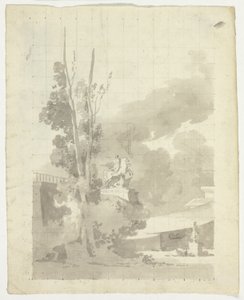 View of the Park at Versailles: Terrace, Trees and Equestrian Statue