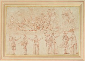 Two fetes galantes and studies of single figures and pairs by Pierre Antoine Quillard