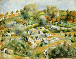 Brittany Landscape with Trees and Rocks by Pierre Auguste Renoir